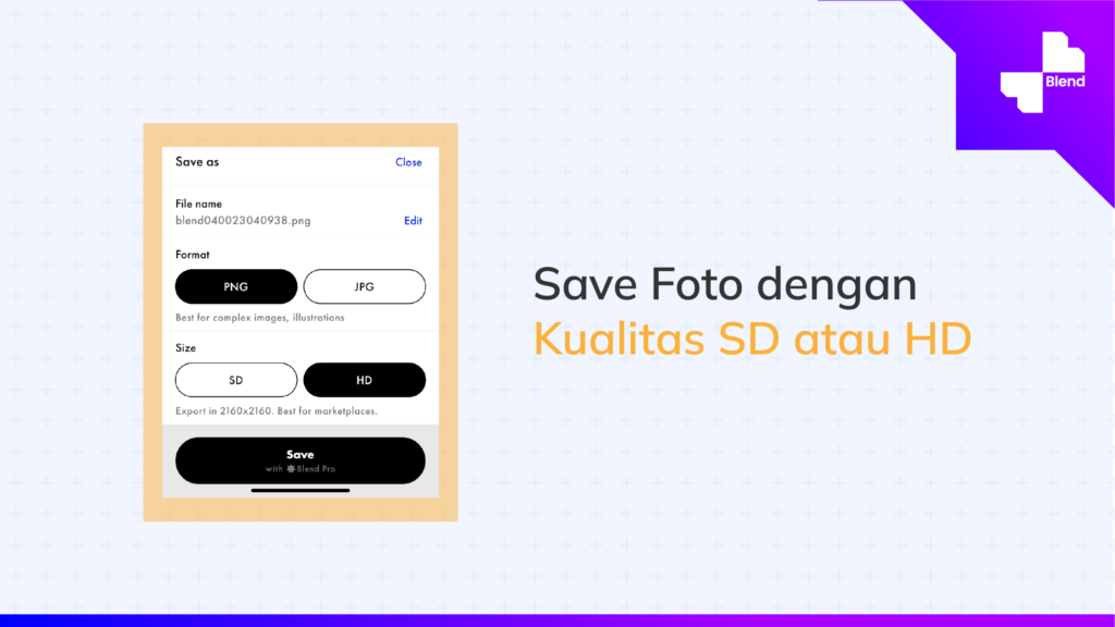 tahap cara menghapus background di blend yang terakhir yaitu save